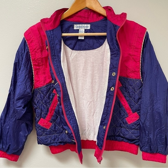Christie Brooks Vintage 80s 90s Pink Purple Windbreaker Jacket Girls M 10-12 - Picture 6 of 8
